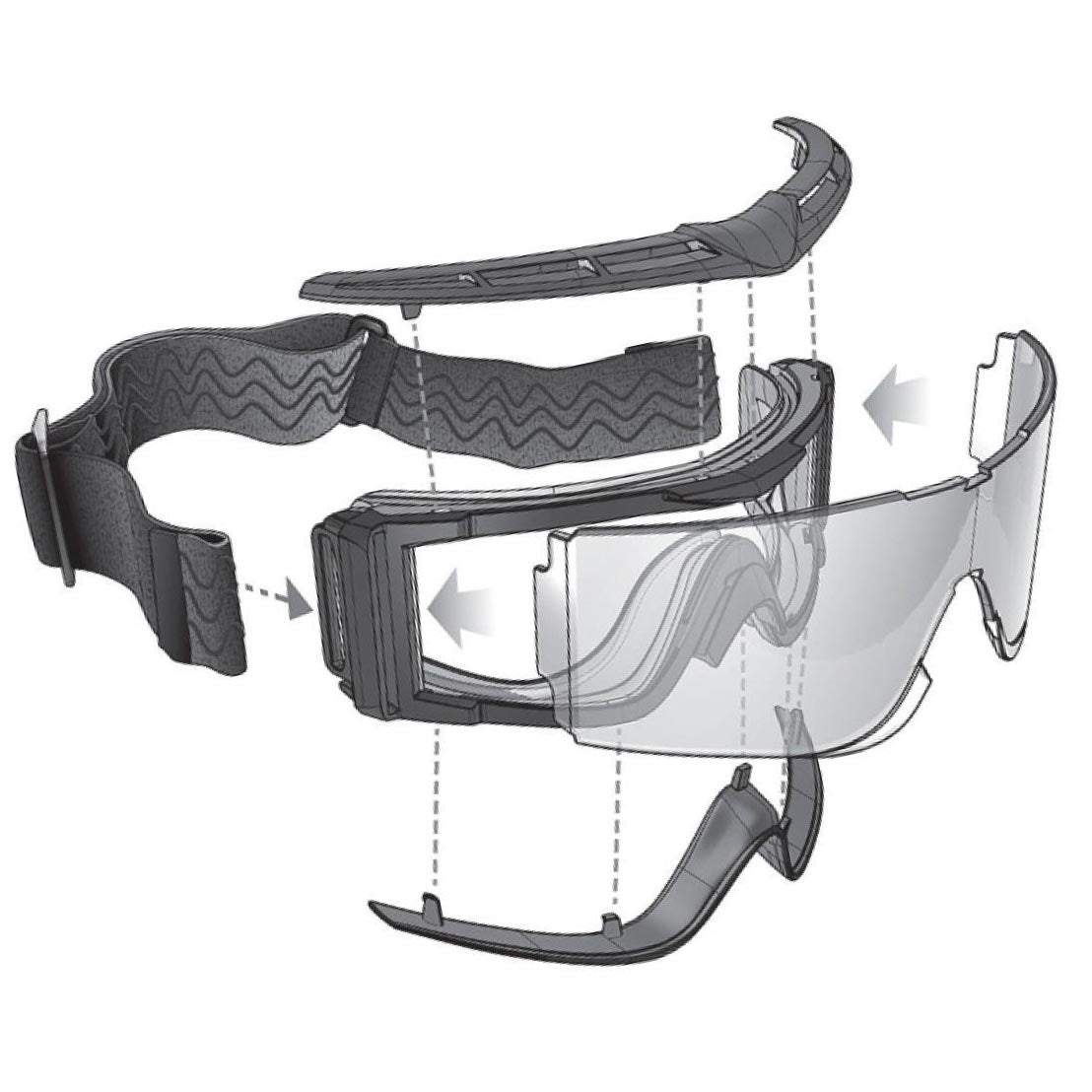 Gafas tácticas BOLLE X-810 color arena con lentes transparentes