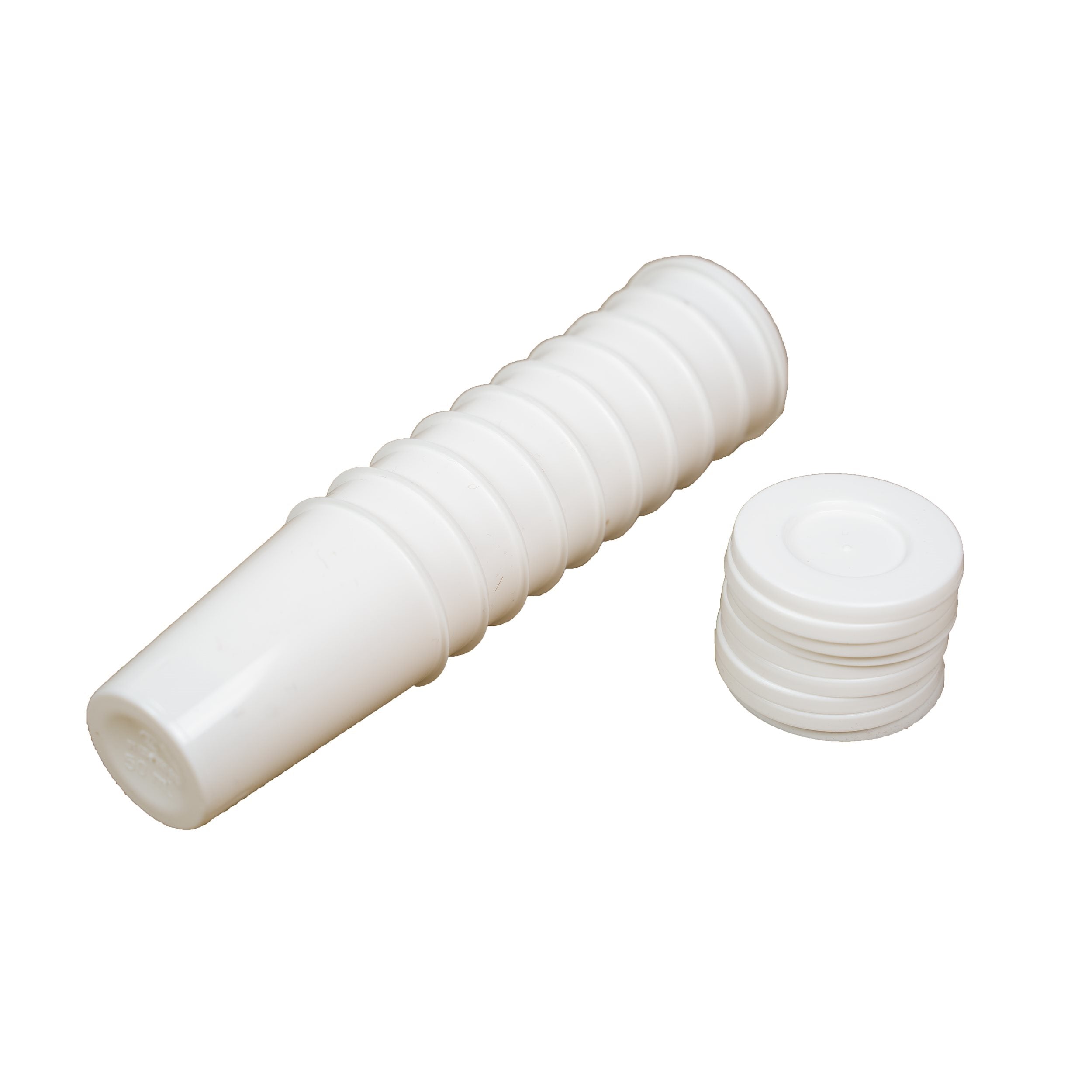 Vaso farmacéutico de plástico con tapa 50 ml blanco, pack de 10 (Z-545)