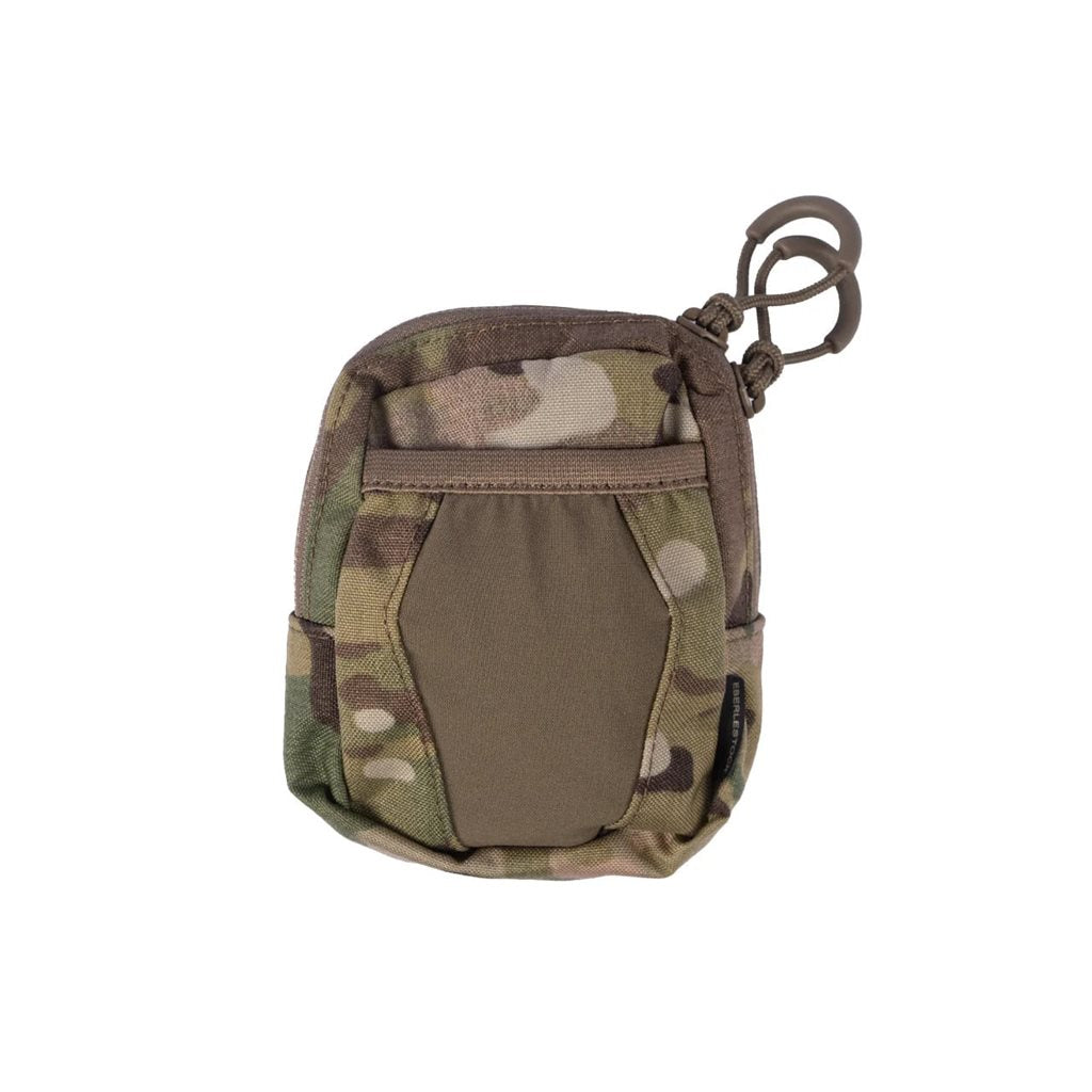 Funda RECON universal gris de Eberlestock, vista frontal mostrando cremallera y bolsillo