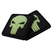 Parche plástico PUNISHER con calavera, fosforescente, aprox. 3 x 3 cm