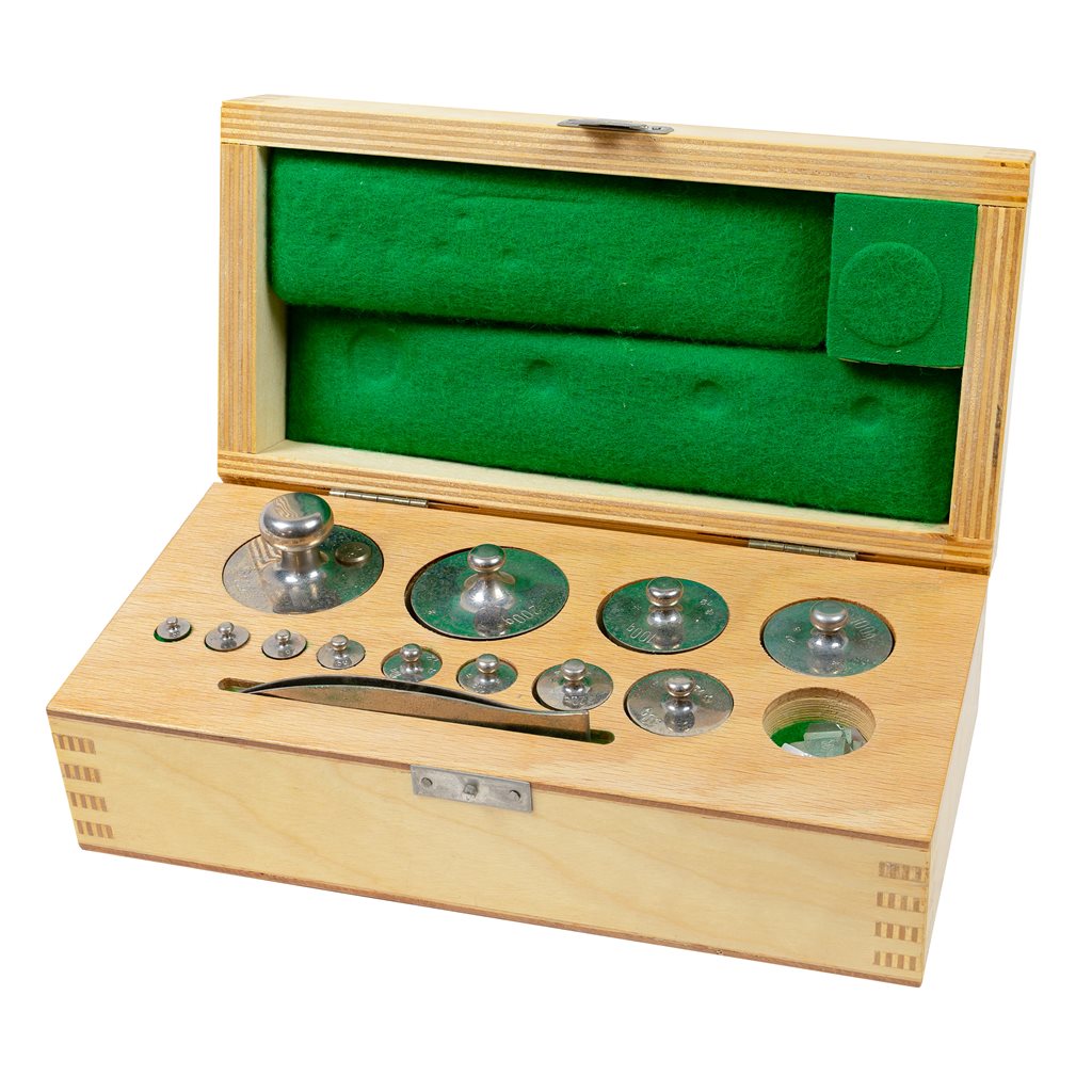 Juego de pesas farmacéuticas de acero inoxidable hasta 500 g en caja de madera (ZL5)