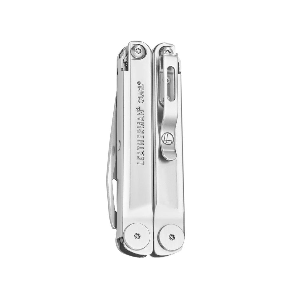 Leatherman CURL alicates multifunción plateados en acero 420HC, 15 herramientas y clip de cinturón extraíble