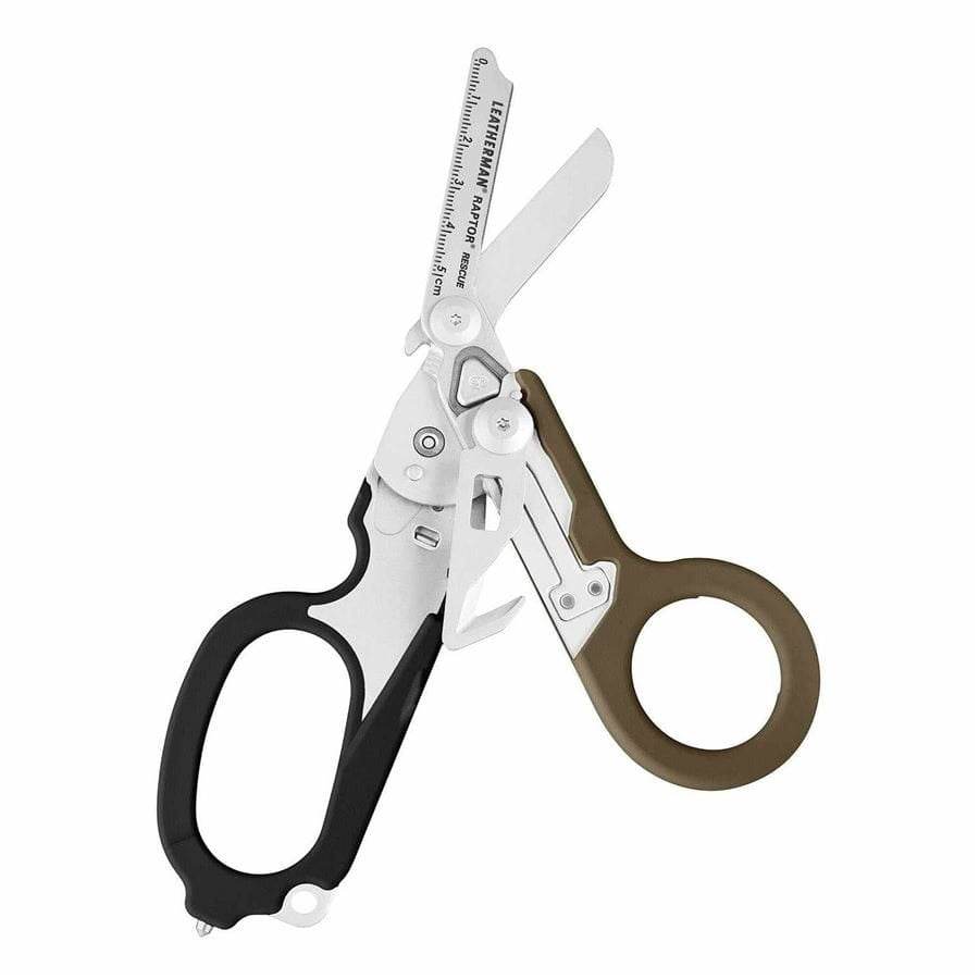 Tijeras de rescate RAPTOR negras/tan con funda